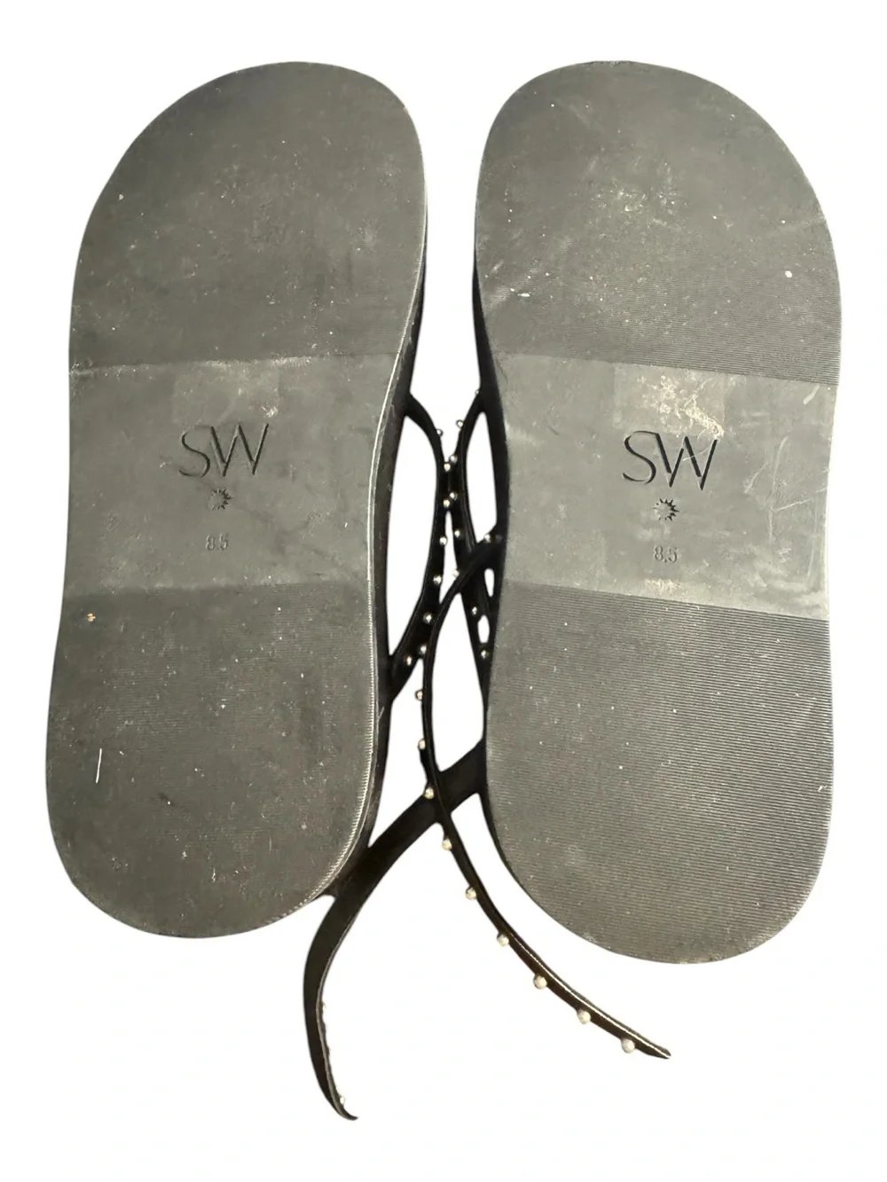 Stuart Weitzman Summerlift Black Faux Pearl Platform Sandals Size 8.5